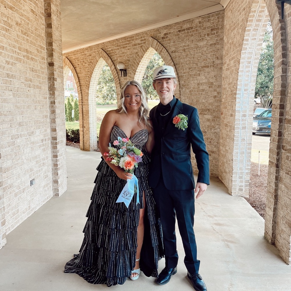 Sherri Hill Black and Silver Prom Dress
